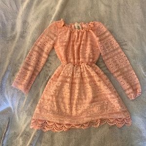 Route 66 Long Sleeve Pink Lace Dress Girls 7/8